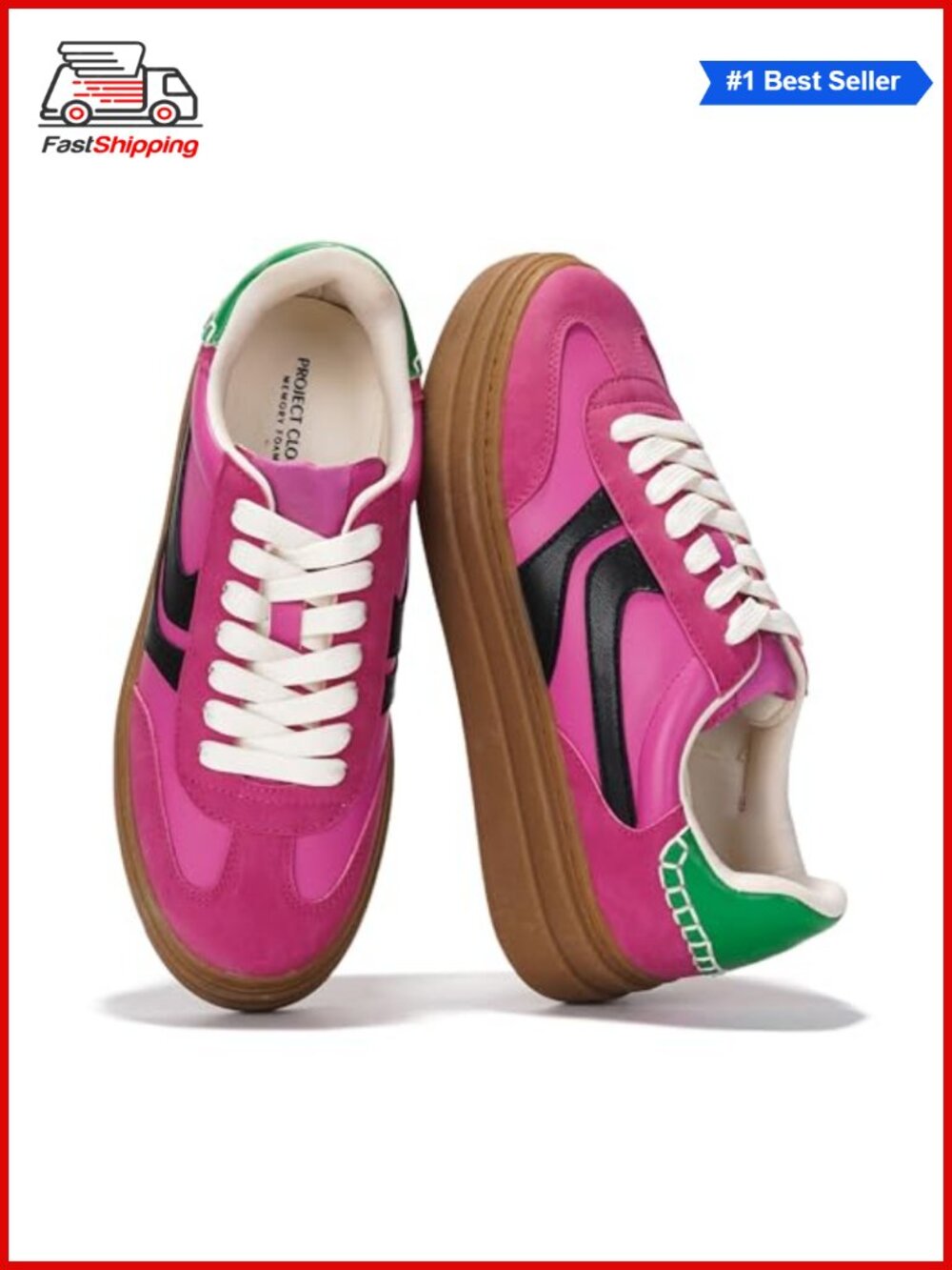 Platform Sneakers Lace-Up Memory Foam Water-Resistant Walking Shoes